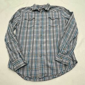Jachs Men's Size S Plaid Button Up Western Shirt Pearl Snap Pocket Long Sleeve